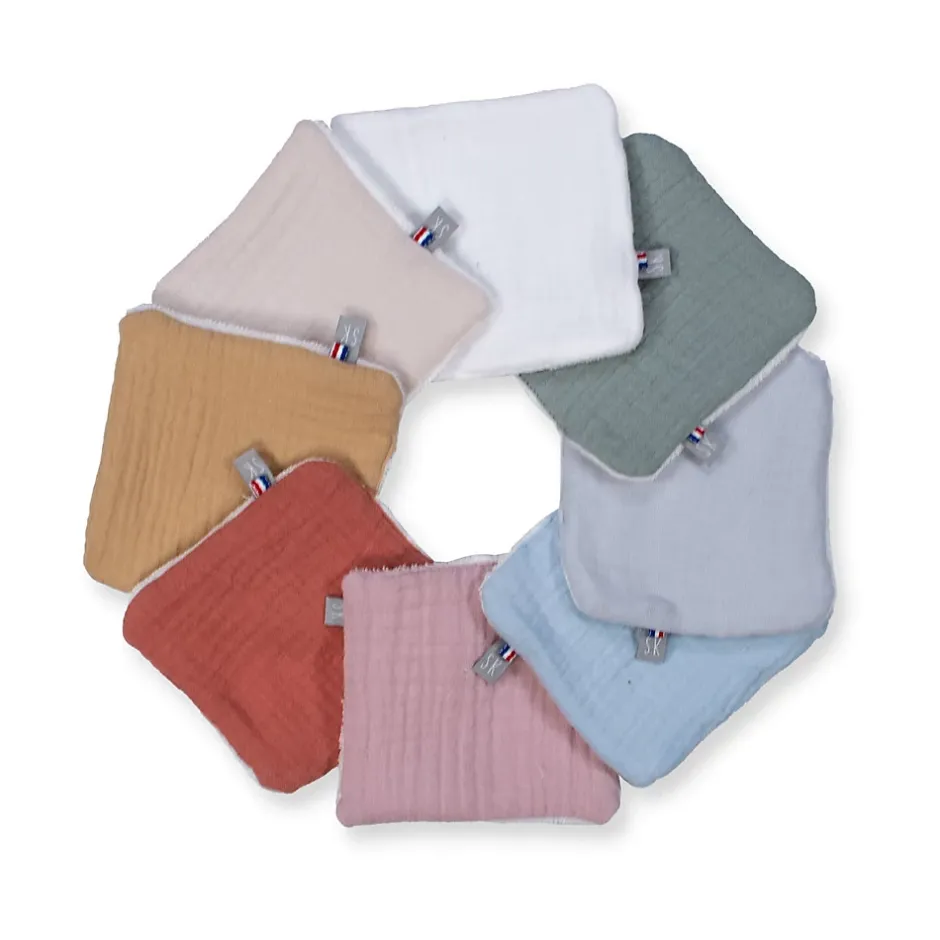 Sevira Kids Lot de 8 lingettes lavables bambou et gaze de coton Jeanne* Serviette De Toilette