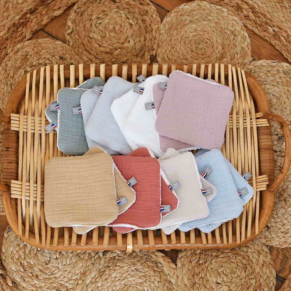 Sevira Kids Lot de 8 lingettes lavables bambou et gaze de coton Jeanne* Serviette De Toilette