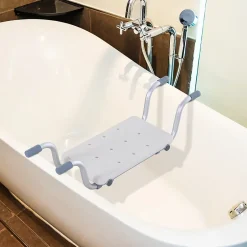 Homcom Siège de baignoire - siège de bain suspendu réglable - tabouret de salle de bain - dim. 71-81L x 22l x 18H cm - alu. HDPE blanc* Siège De Douche