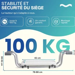 Dileci Siège de baignoire PMR adaptatif en largeur -