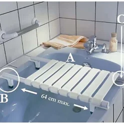 Godonnier siège de bain en aluminium blanche extensible de 484 à 640 mm