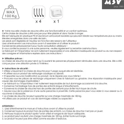 MSV Siège de douche ajustable pliable