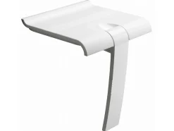 Pellet Siège de douche ARSIS escamotable avec béquille automatique - Assise blanche et piètement époxy blanc