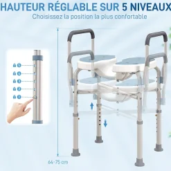 Homcom Siège de douche avec accoudoirs hauteur réglable antidérapant alu HDPE bleu balnc gris* Siège De Douche