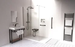 Godonnier Siège de douche en aluminium noir Confort charge maximale 150 kg* Siège De Douche