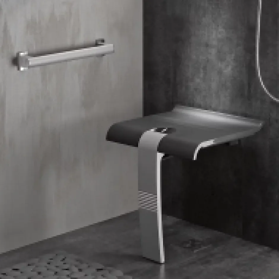 Pellet Siège de douche escamotable Arsis - Gris anthracite et Gris mat