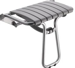 Godonnier Siège de douche large et pliable, aluminium avec lattes grises, l.58,5 x H.50 x P.36 cm,