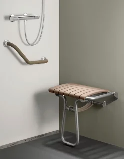 Godonnier Siège de douche large lattes taupe Godonier