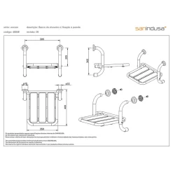 Sanindusa Siège de douche mural pliant rabattable blanc charge 120kg NewWccare* Siège De Douche