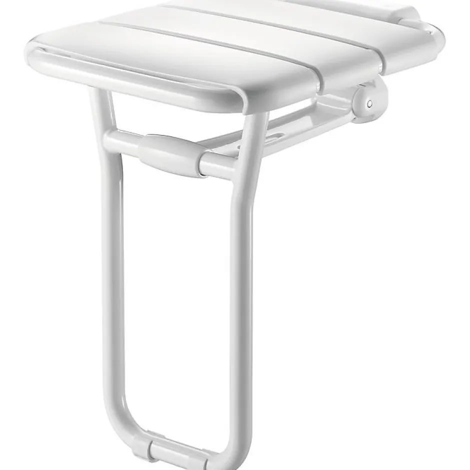 Delabie Siège de douche relevable avec pied en aluminium époxy blanc -