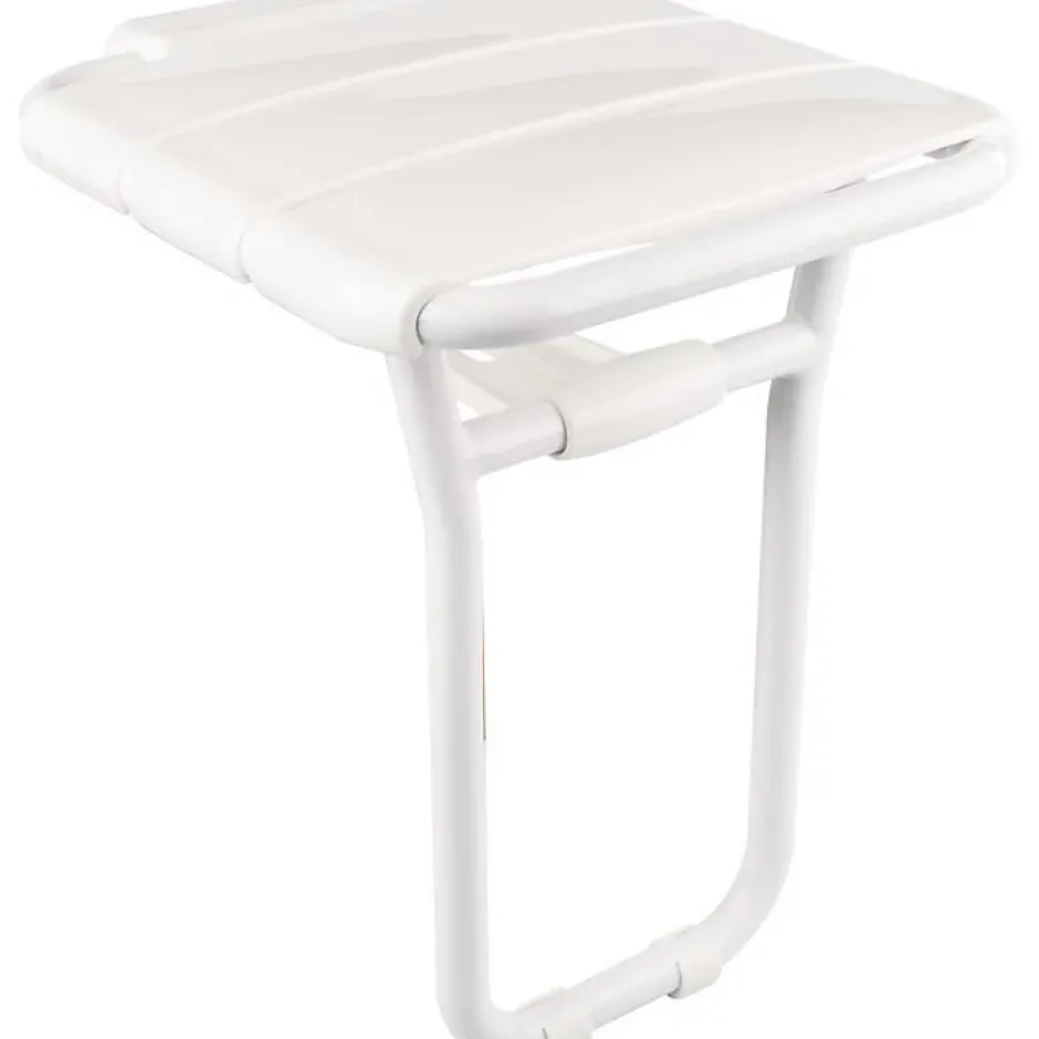 Delabie Siège de douche relevable avec pied en aluminium époxy blanc -
