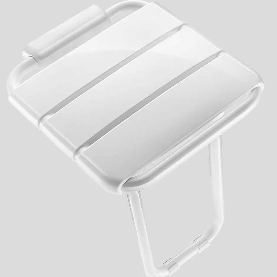 Delabie Siège de douche relevable avec pied en aluminium époxy blanc -