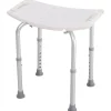 Homcom Siège de douche réglable en hauteur tabouret de douche ergonomique pieds antidérapants charge max. 136 Kg alu HDPE blanc