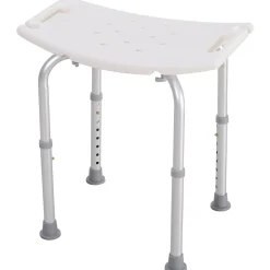 Homcom Siège de douche réglable en hauteur tabouret de douche ergonomique pieds antidérapants charge max. 136 Kg alu HDPE blanc