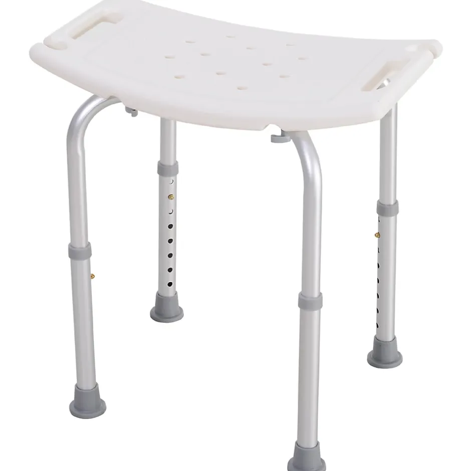 Homcom Siège de douche réglable en hauteur tabouret de douche ergonomique pieds antidérapants charge max. 136 Kg alu HDPE blanc