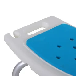 Homcom Siège de douche réglable en hauteur tabouret de douche ergonomique pieds antidérapants charge max. 135 Kg alu HDPE blanc bleu