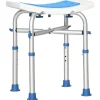 Homcom Siège de douche réglable en hauteur tabouret de douche ergonomique pieds antidérapants charge max. 150 Kg alu HDPE blanc bleu