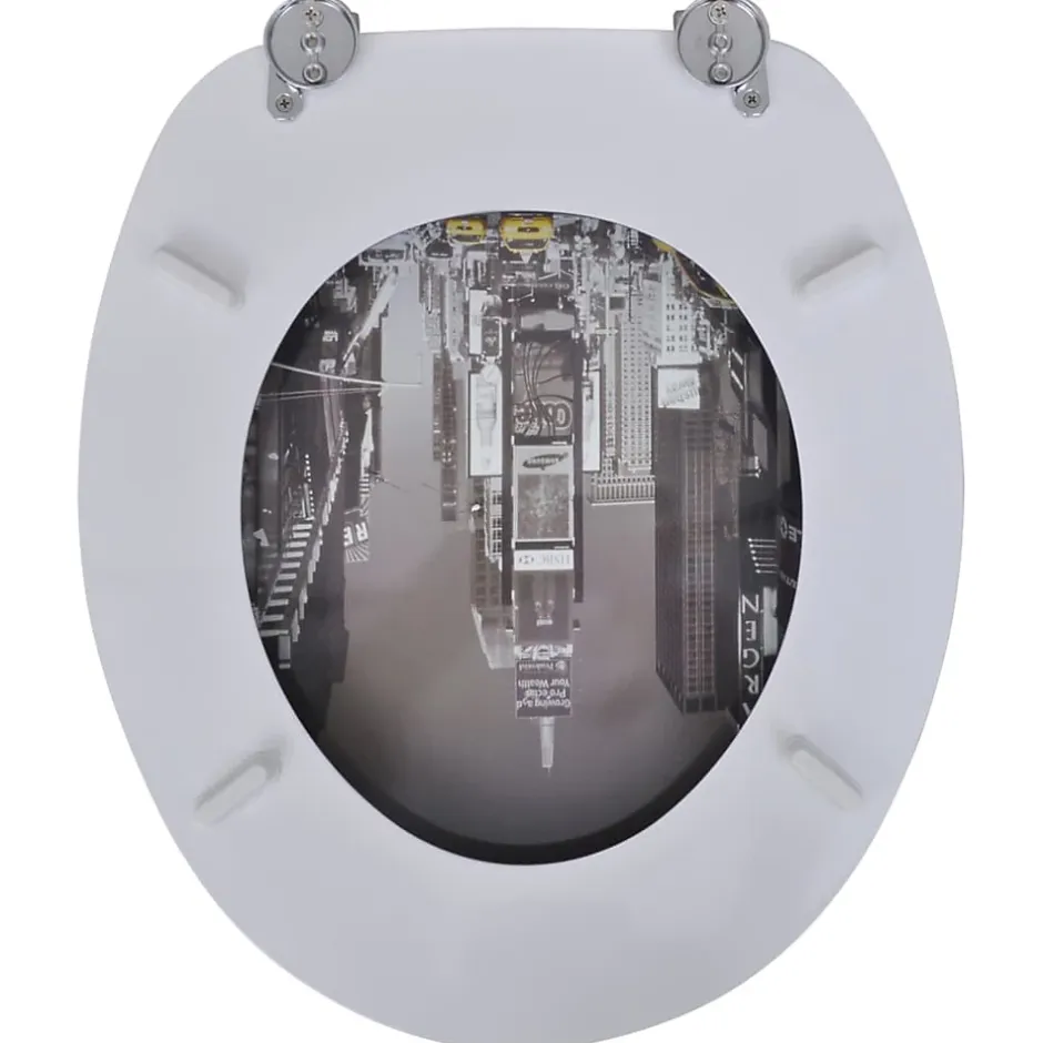 Helloshop26 Siège de toilette abattant avec couvercle mdf