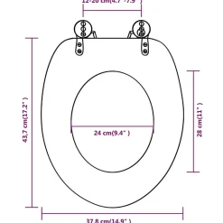 Helloshop26 Siège de toilette abattant avec couvercle mdf