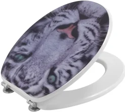 Kiamami Valentina Siège De Toilette Avec Couvercle Avec Décoration Animale Tigre
