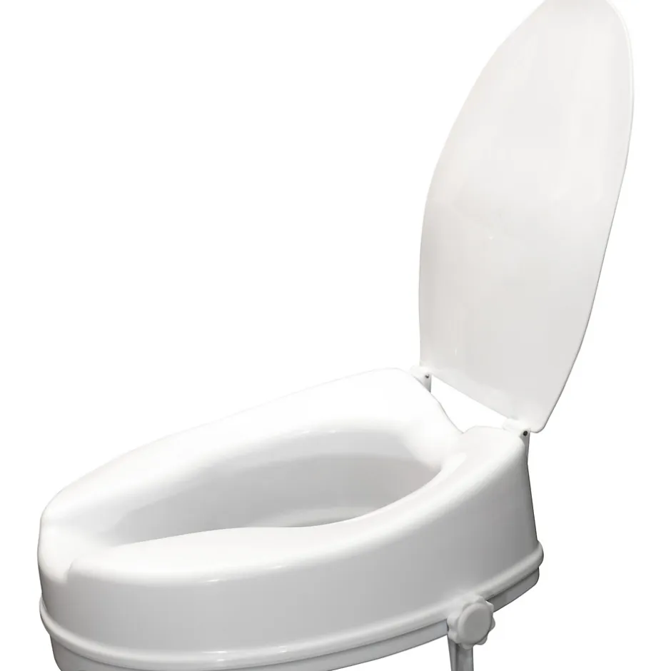 Aidapt Siège de toilette surélevé en plastique avec couvercle Senator blanc - Hauteur 10 cm