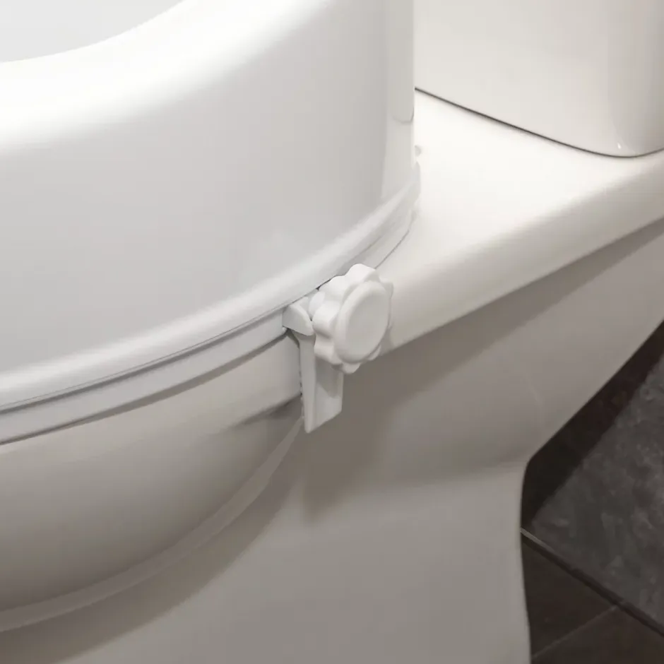 Aidapt Siège de toilette surélevé en plastique avec couvercle Senator blanc - Hauteur 10 cm