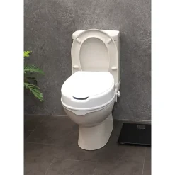 Aidapt Siège de toilette surélevé en plastique avec couvercle Senator blanc - Hauteur 10 cm* Wc Pmr