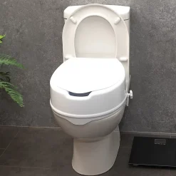 Aidapt Siège de toilette surélevé en plastique avec couvercle Senator blanc - Hauteur 16 cm* Wc Pmr