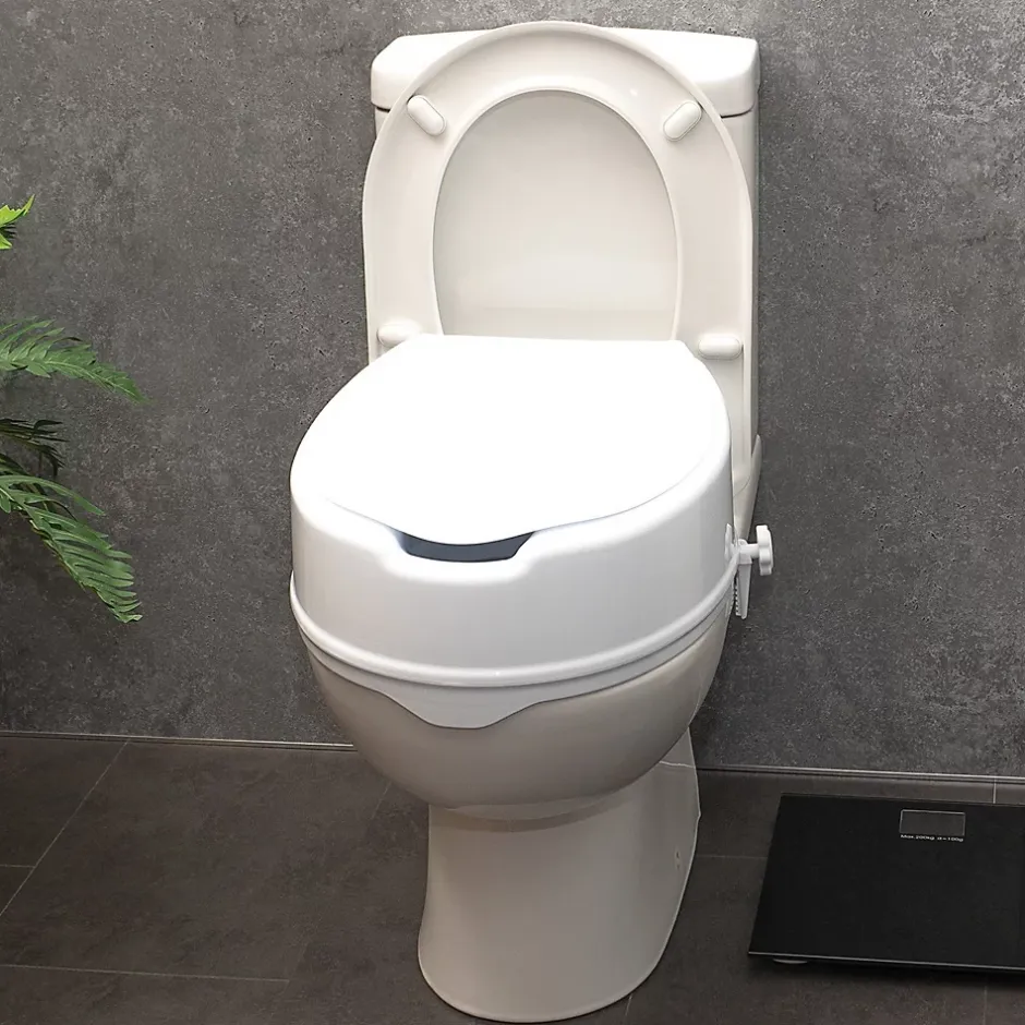 Aidapt Siège de toilette surélevé en plastique avec couvercle Senator blanc - Hauteur 16 cm* Wc Pmr