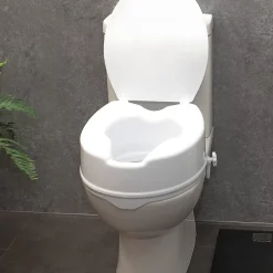 Aidapt Siège de toilette surélevé en plastique avec couvercle Senator blanc - Hauteur 16 cm* Wc Pmr