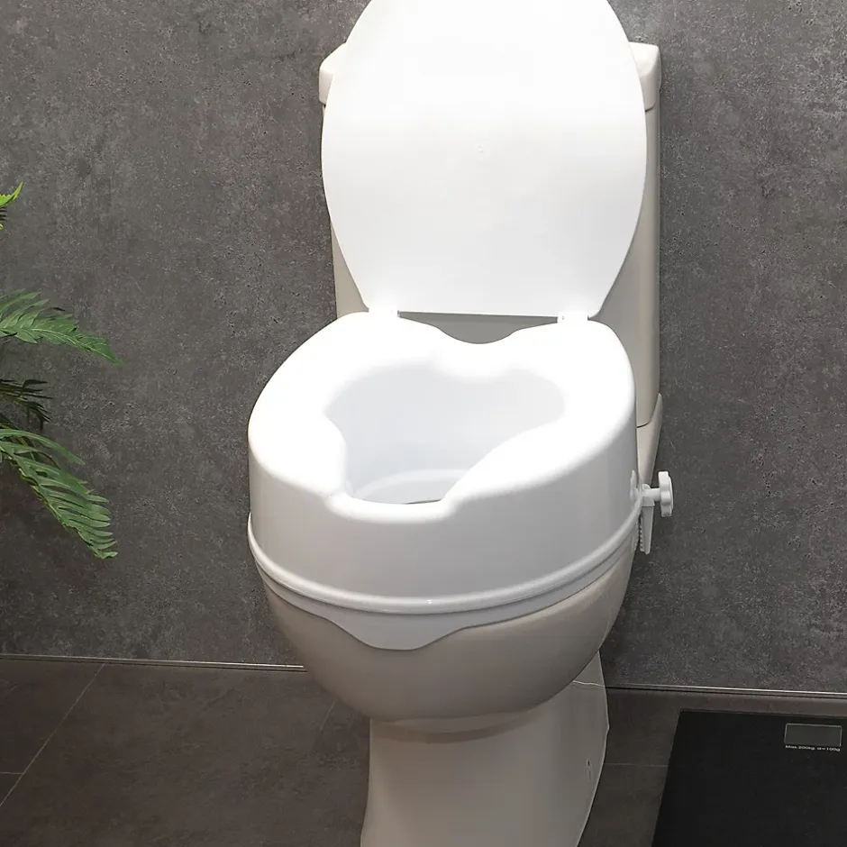 Aidapt Siège de toilette surélevé en plastique avec couvercle Senator blanc - Hauteur 16 cm* Wc Pmr