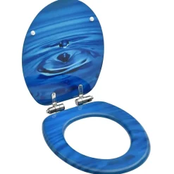 Helloshop26 Siège WC Couvercle fermeture en douceur mdf bleu* Abattant Wc