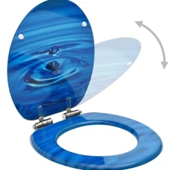 Helloshop26 Siège WC Couvercle fermeture en douceur mdf bleu* Abattant Wc