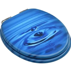 Helloshop26 Siège WC Couvercle fermeture en douceur mdf bleu* Abattant Wc