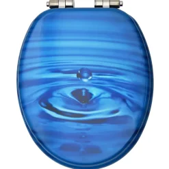 Helloshop26 Siège WC Couvercle fermeture en douceur mdf bleu* Abattant Wc