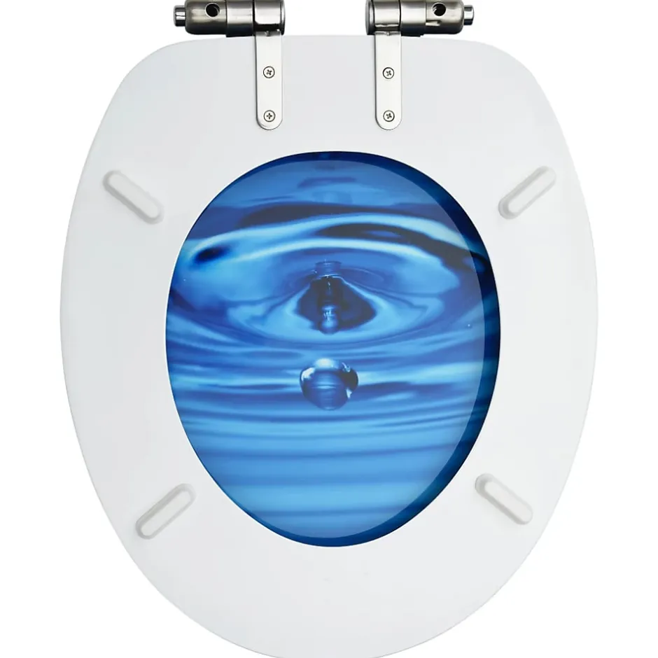 Helloshop26 Siège WC Couvercle fermeture en douceur mdf bleu* Abattant Wc