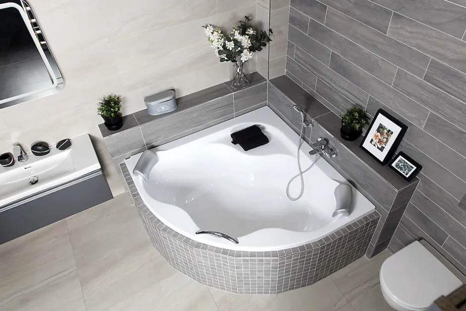 Siko 140 x 140 cm Samanta Plus baignoire d'angle en acrylique, sans pieds, blanc (SM1400PLUS)* Baignoire D'Angle