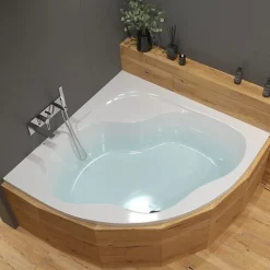 Siko 150 x 150 cm Synthia Plus baignoire d'angle avec pieds, Acrylique, Gauche et Droite, Blanc (SY1500PLUS-SET)