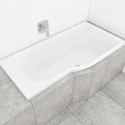 Siko 160x80 cm Beata Plus baignoire bain douche asymétrique en acrylique positionnement droite, sans pieds, blanc (BE1600PPLUS)* Baignoire Droite