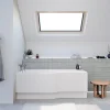 Siko 160x80 cm Beata Plus baignoire bain/douche asymétrique en acrylique, gauche + tablier 160 cm + pieds, blanc