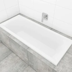 Siko 170x70 cm Cube Way Plus baignoire rectangulaire en acrylique, gauche et droite, sans pieds, blanc (CUB1700PLUS)