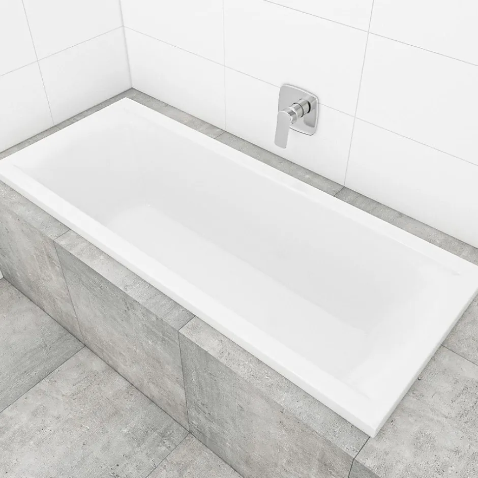 Siko 170x70 cm Cube Way Plus baignoire rectangulaire en acrylique, gauche et droite, sans pieds, blanc (CUB1700PLUS)