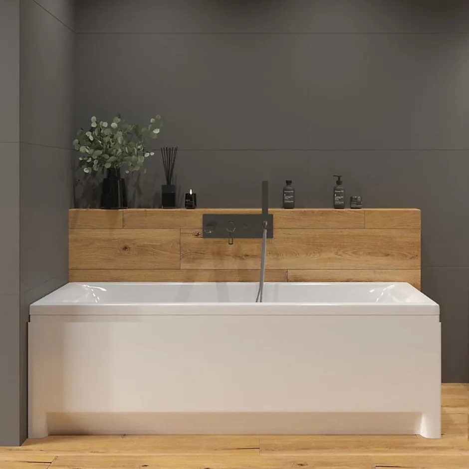 Siko 170x70 cm Cube Way Plus baignoire rectangulaire en acrylique, gauche et droite, sans pieds, blanc (CUB1700PLUS)