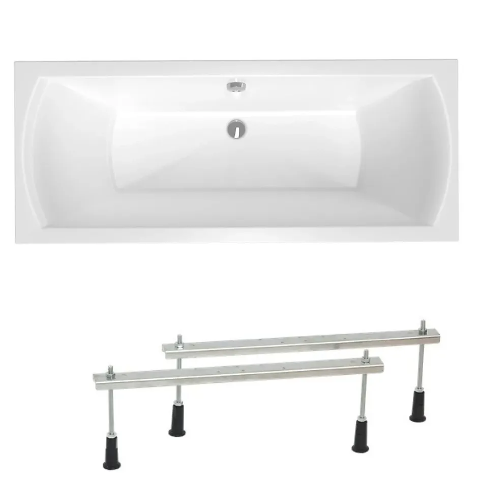 Siko 160x70 cm Cube Way Plus baignoire rectangulaire avec pieds, Acrylique, Gauche et Droite, Blanc (CUB1600PLUS-SET)* Baignoire Droite