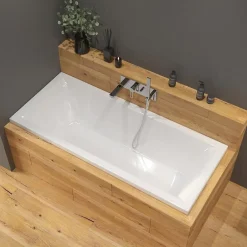 Siko 160x70 cm Cube Way Plus baignoire rectangulaire avec pieds, Acrylique, Gauche et Droite, Blanc (CUB1600PLUS-SET)* Baignoire Droite