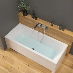 Siko 160x70 cm Cube Way Plus baignoire rectangulaire avec pieds, Acrylique, Gauche et Droite, Blanc (CUB1600PLUS-SET)* Baignoire Droite