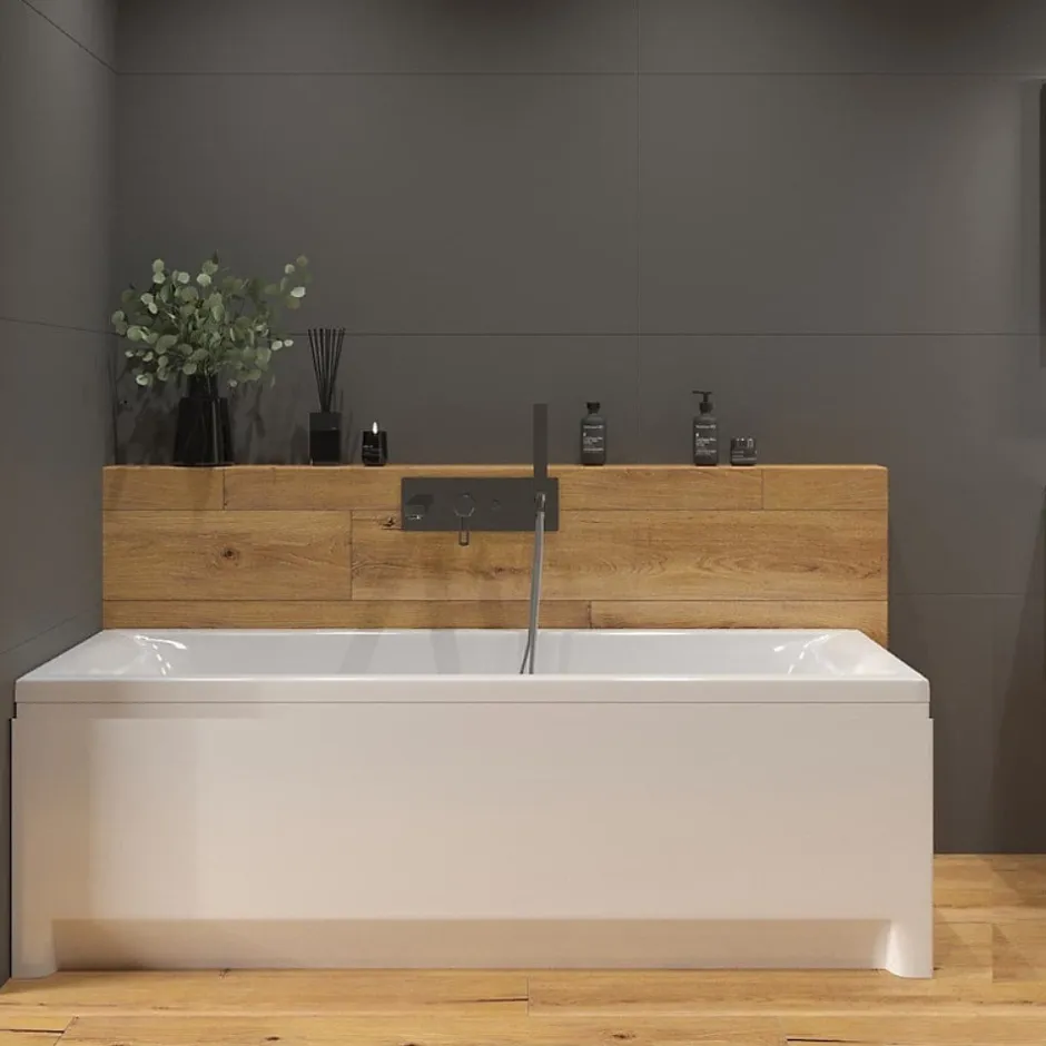 Siko 160x70 cm Cube Way Plus baignoire rectangulaire avec pieds, Acrylique, Gauche et Droite, Blanc (CUB1600PLUS-SET)* Baignoire Droite
