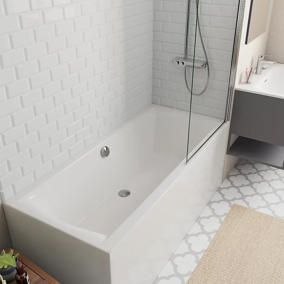 Siko 160x70 cm Ensemble baignoire universelle + Pare baignoire pivotant chrome + pieds (CUB1600PLUS-SETP1)