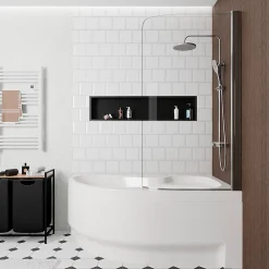 Siko 160x100 cm Fortuna Plus baignoire d'angle en acrylique, droite + tablier + pare-baignoire + pieds, blanc (FO1600PPLUS-SETP1)