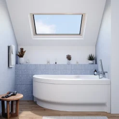 Siko 160x100 cm Fortuna Plus baignoire d'angle en acrylique, droite + tablier 160 cm + pieds, blanc (FO1600PPLUS-SET1)* Baignoire D'Angle
